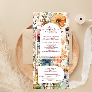 Invitation Tout En Un Baby shower Fleur sauvage Boho Botanical Watercolo