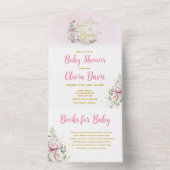 Invitation Tout En Un Baby shower Floral Moon (À l'intérieur)