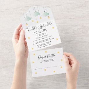 Invitation Tout En Un Baby Shower Genre Neutre Twinkle Sprinkle
