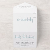 Invitation Tout En Un Baby shower jumeau bleu typographie moderne (Dehors)
