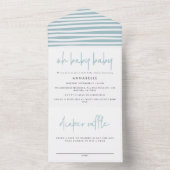 Invitation Tout En Un Baby shower jumeau bleu typographie moderne (À l'intérieur)