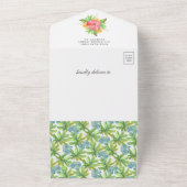 Invitation Tout En Un Baby Shower Jungle Tropical Rustique Flamant Rose (Dehors)