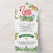 Invitation Tout En Un Baby Shower Jungle Tropical Rustique Flamant Rose (À l'intérieur)