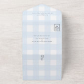 Invitation Tout En Un Baby shower lapin En vichy bleu (Dehors)