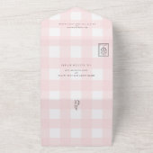 Invitation Tout En Un Baby shower lapin En vichy rose (Dehors)