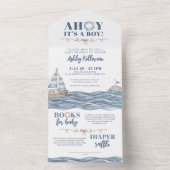Invitation Tout En Un Baby shower Nautical Ocean Boy (À l'intérieur)
