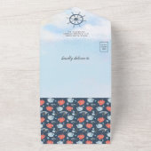 Invitation Tout En Un Baby shower nautique Rustique du phare d'aquarelle (Dehors)