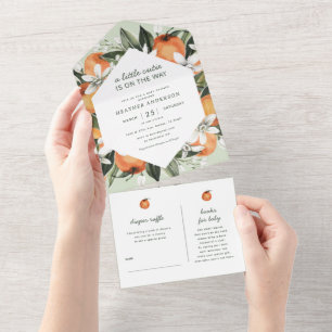 Invitation Tout En Un Baby shower neutre de genre de Little Cutie