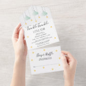 Invitation Tout En Un Baby shower neutre Twinkle Twinkle (Déchirure)
