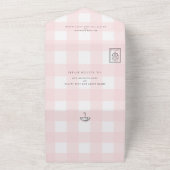 Invitation Tout En Un Baby shower parapluie rose En vichy (Dehors)