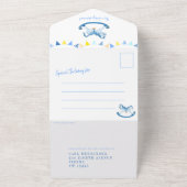 Invitation Tout En Un Baby shower rocking hobby cheval bleu aquarelle al (Dehors)