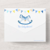 Invitation Tout En Un Baby shower rocking hobby cheval bleu aquarelle al (Verso)