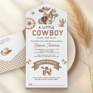 Invitation Tout En Un Baby Shower Rodeo Far West Petit Cowboy