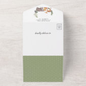 Invitation Tout En Un Baby shower Rustique Bois Forêt Cute Animaux (Dehors)