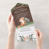 Invitation Tout En Un Baby shower rustique bois mou renard bois (Déchirure)