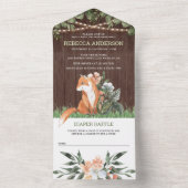 Invitation Tout En Un Baby shower rustique bois mou renard bois (À l'intérieur)