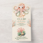 Invitation Tout En Un Baby shower sous-marin d'aquarelle enchanteur (À l'intérieur)