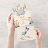 Invitation Tout En Un Baby shower sous-marin d'aquarelle enchanteur (Déchirure)