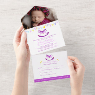 Invitation Tout En Un Baby shower tardif rocking cheval photo rencontre