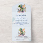 Invitation Tout En Un Baby shower Whimsical Blue Turquoise Dragon (À l'intérieur)