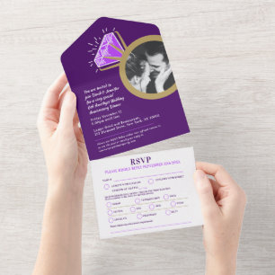 Invitation Tout En Un Bague en or avec améthyste violette pour 6 ans de 