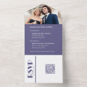 Invitation Tout En Un Bagues à Mariage violet et blanc (À l'intérieur)