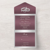 Invitation Tout En Un Bagues argentées et Mariage Burgandy (À l'intérieur)