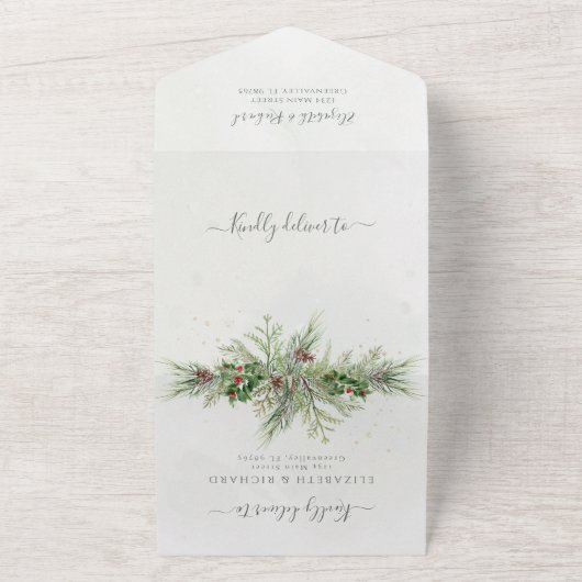 Invitation Tout En Un Baies d'hiver rustiques Pine Cône Verdure (Dehors)