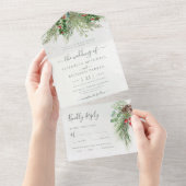 Invitation Tout En Un Baies d'hiver rustiques Pine Cône Verdure (Déchirure)