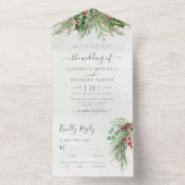 Invitation Tout En Un Baies d'hiver rustiques Pine Cône Verdure (À l'intérieur)