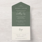 Invitation Tout En Un Bailee Olive Green Mariage moderne (À l'intérieur)