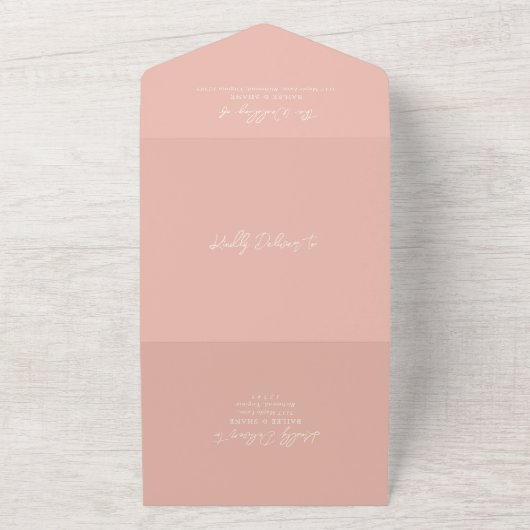 Invitation Tout En Un Bailee Peach Mariage moderne (Dehors)