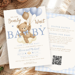 Invitation Tout en un ballon d'ours bleu garçon shower bébé