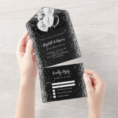 Invitation Tout En Un Ballons blancs noirs parties scintillant anniversa (Déchirure)