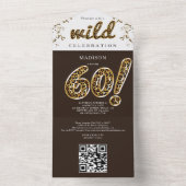 Invitation Tout En Un Balloon Léopard Foil 60e anniversaire QR Code RSVP (À l'intérieur)
