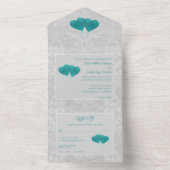 Invitation Tout En Un Balloons Coeur turquoise Mariage Tous en une invit (À l'intérieur)