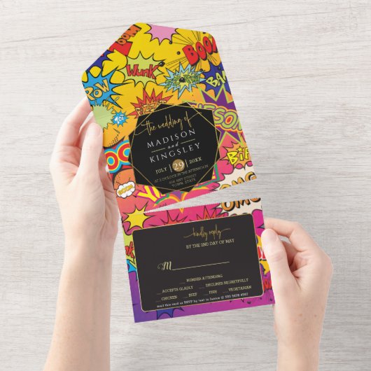 Invitation Tout En Un Bande dessinée Pop Art 💥 🎨 Discours Bubble Maria (Déchirure)