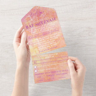 Invitation Tout En Un Bar Bat mitzvah Fleur subtile