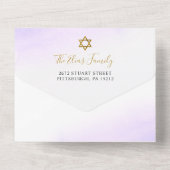 Invitation Tout En Un Bar Mitzvah aquarelle pastel violet or (Verso)