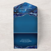 Invitation Tout En Un Bar Mitzvah Blue Galaxy Aquarelle Script d'agate (Dehors)
