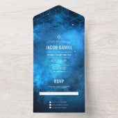 Invitation Tout En Un Bar Mitzvah Galaxie Espace Bleu (À l'intérieur)