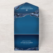 Invitation Tout En Un Bar Mitzvah Modern Navy Blue Ombre Agate Script (Dehors)