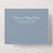 Invitation Tout En Un Bar Mitzvah Moderne Dusty Bleu Simple Blanc Script (Verso)