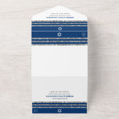 Invitation Tout En Un Bar Mitzvah Tallit Navy Bleu Script Simple Moderne (Dehors)
