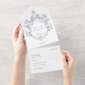 Invitation Tout En Un Baroque Elegant Ornament, Wedding  (Déchirure)
