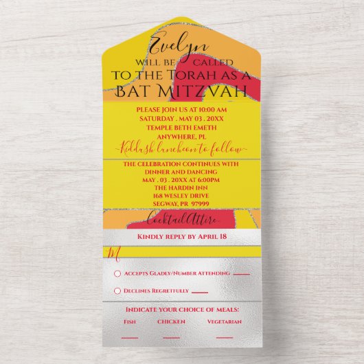 Invitation Tout En Un Barre Bat mitzvah tout en une Parties scintillant (À l'intérieur)