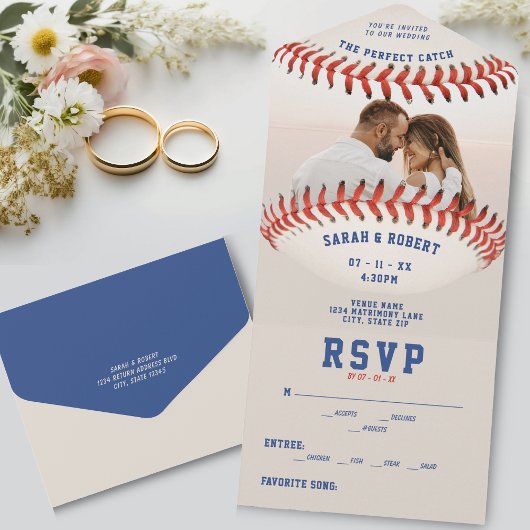 Invitation Tout En Un Baseball Sport Le Mariage photo parfait attraper