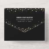 Invitation Tout En Un Bat mitzvah moderne Black Gold Parties scintillant (Verso)