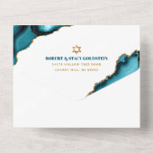 Invitation Tout En Un Bat Mitzvah Turquoise Agate Script Gras Moderne (Verso)