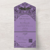 Invitation Tout En Un Bat victorien Til Death Black & Purple QR Code (À l'intérieur)